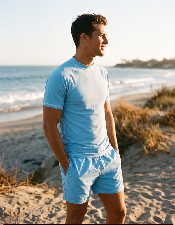 Short Sleeve Rashguard + Swim Trunks