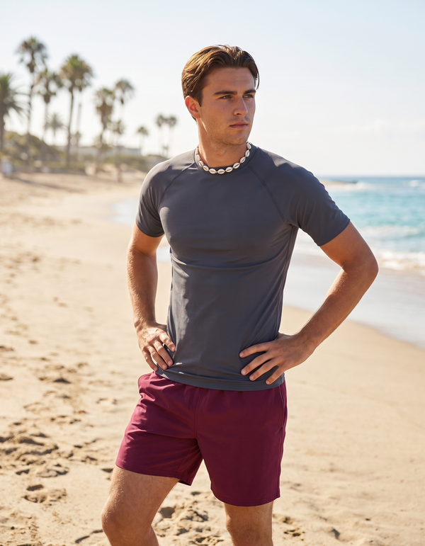 Short Sleeve Rashguard + Swim Trunks