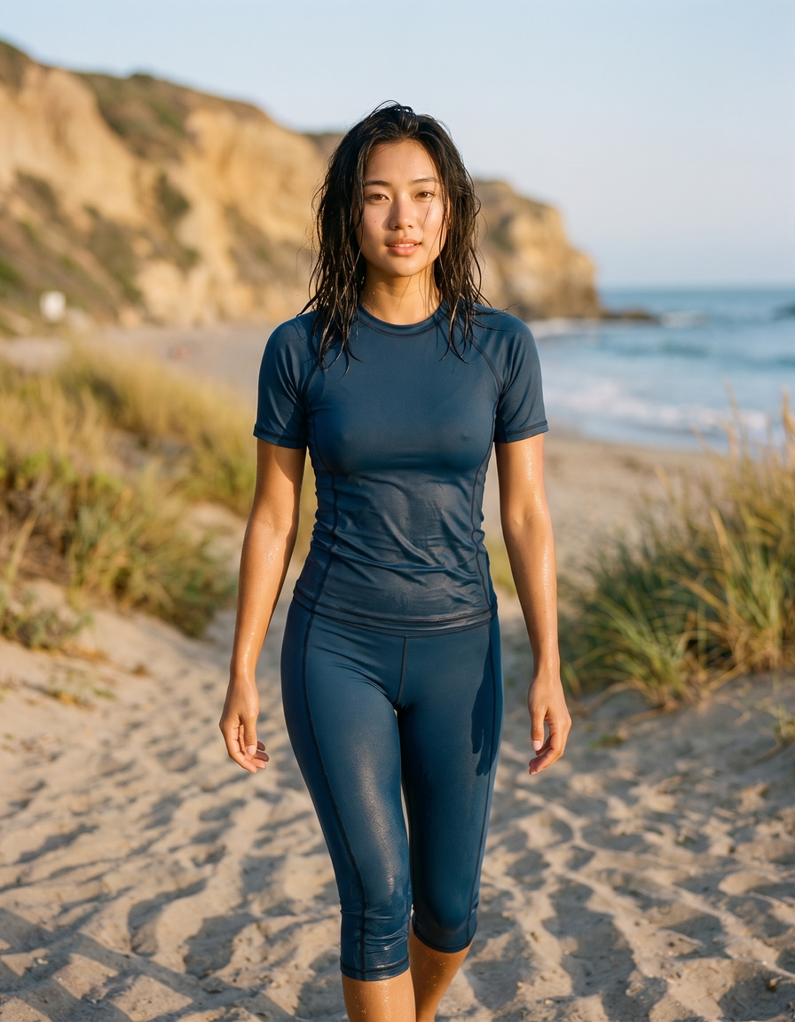 Short Sleeve Rashguard + Swim Capri Leggings