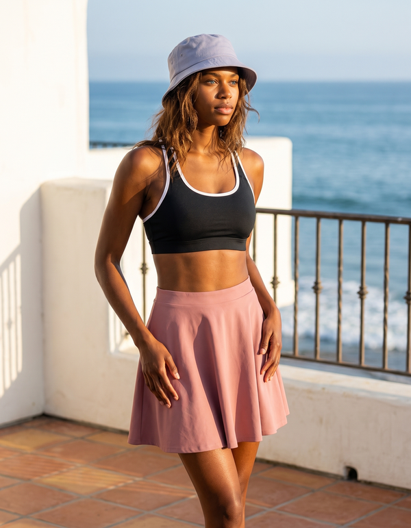 Swim Sports Bra + Swim Skirt + Bucket Hat