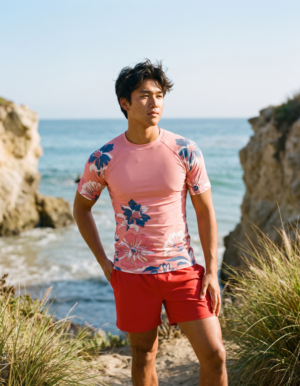 Short Sleeve Rashguard + Swim Trunks