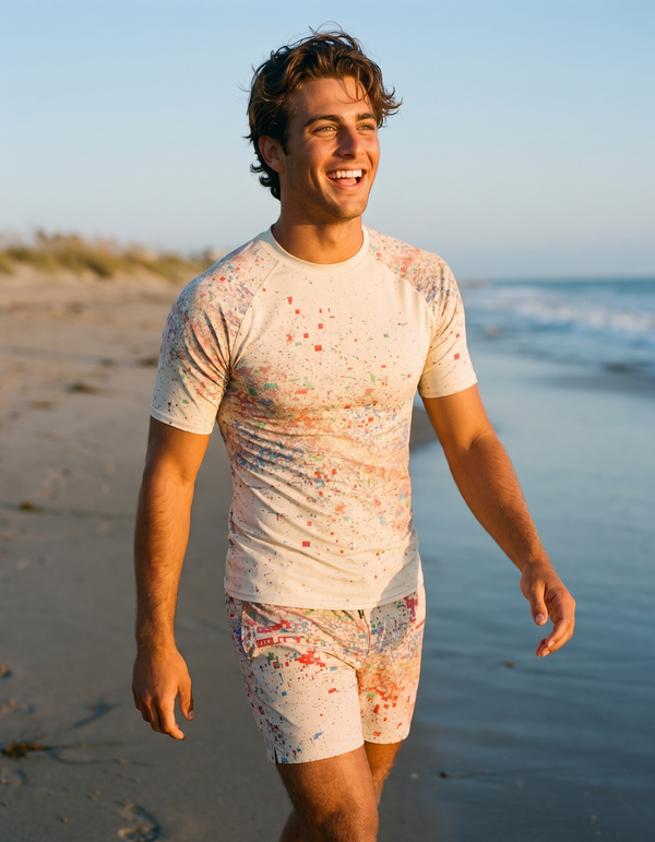 Short Sleeve Rashguard + Swim Trunks
