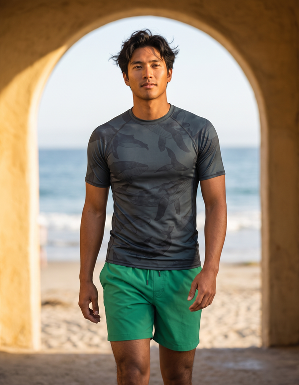 Short Sleeve Rashguard + Swim Trunks
