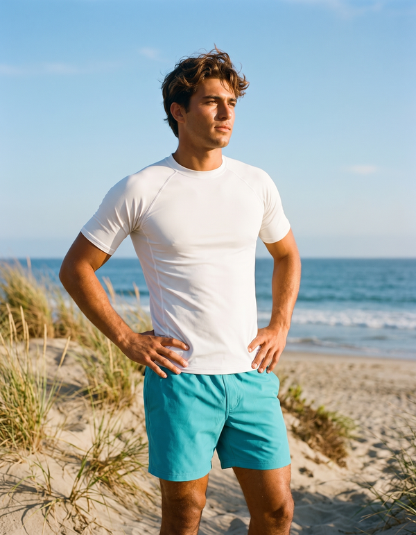 Short Sleeve Rashguard + Swim Trunks