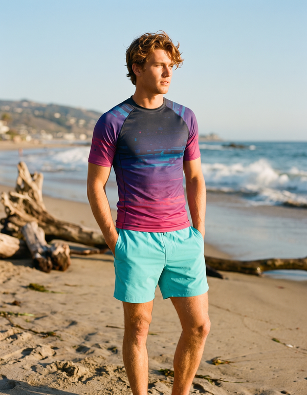 Short Sleeve Rashguard + Swim Trunks