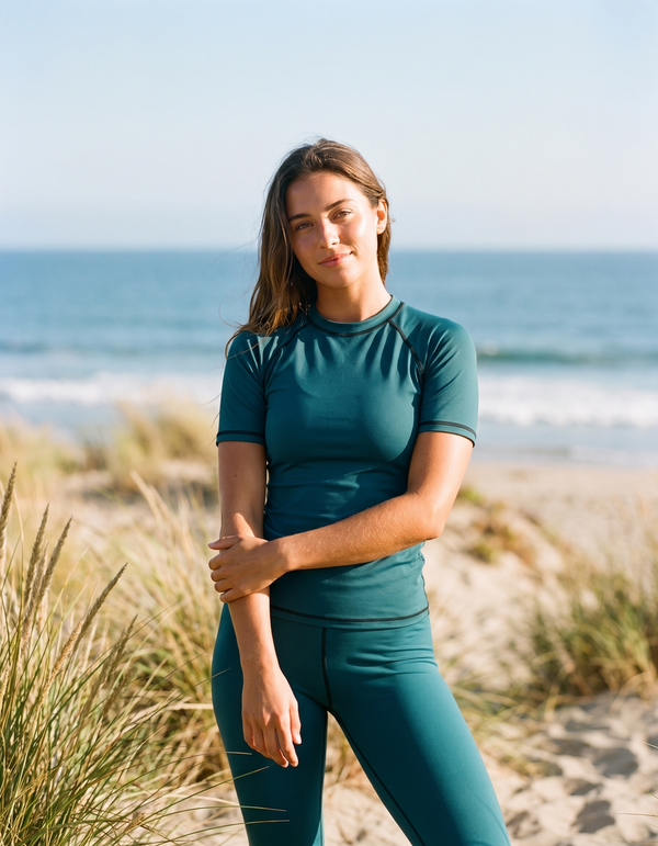 Short Sleeve Rashguard + Swim Leggings