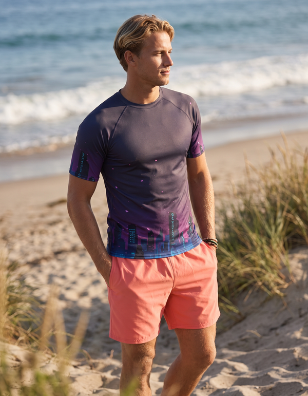 Short Sleeve Rashguard + Swim Trunks