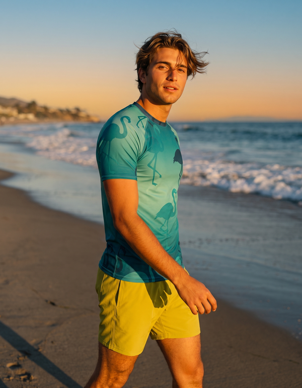Short Sleeve Rashguard + Swim Trunks