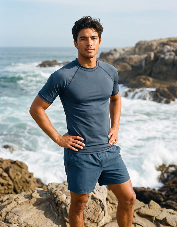Short Sleeve Rashguard + Swim Trunks