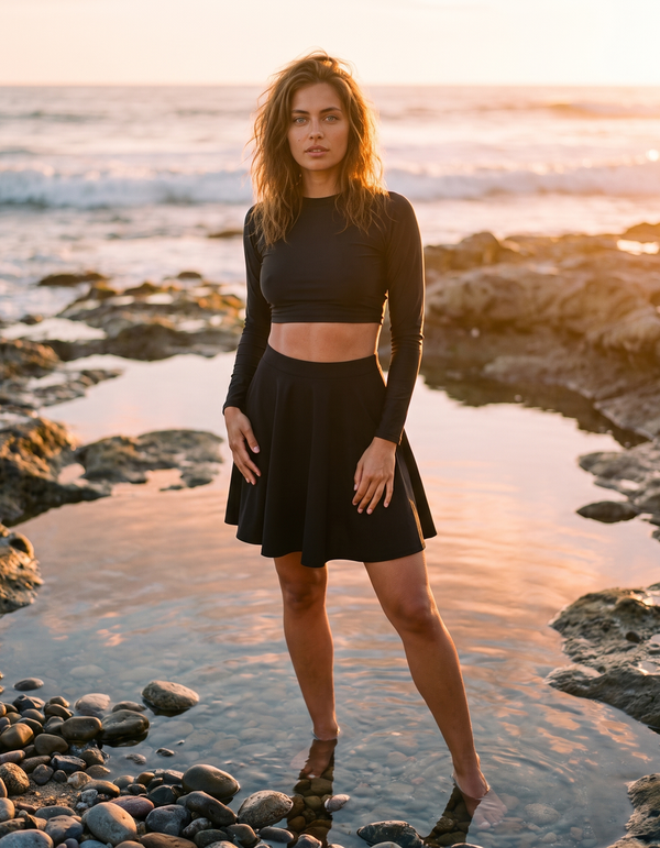 Crop Rashguard + Swim Skirt