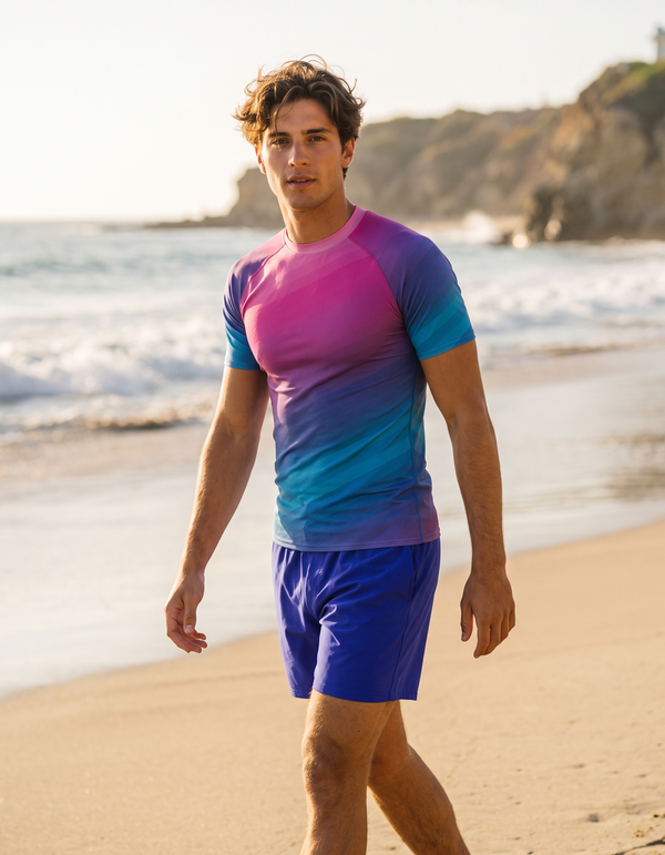 Short Sleeve Rashguard + Swim Trunks