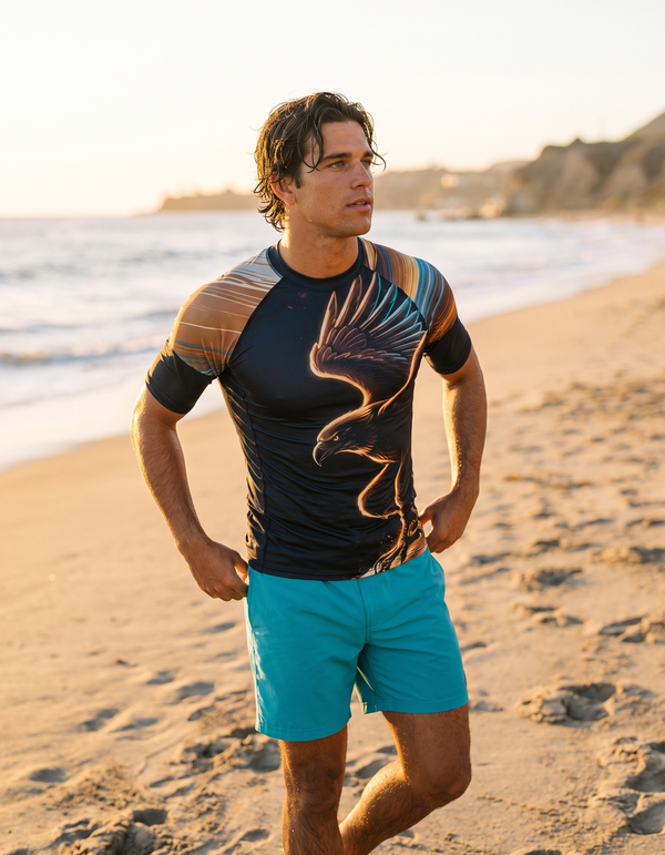Short Sleeve Rashguard + Swim Trunks