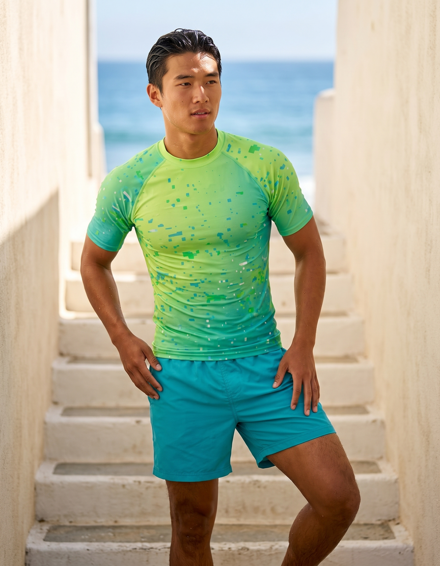 Short Sleeve Rashguard + Swim Trunks