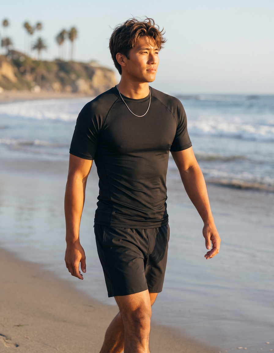 Short Sleeve Rashguard + Swim Trunks