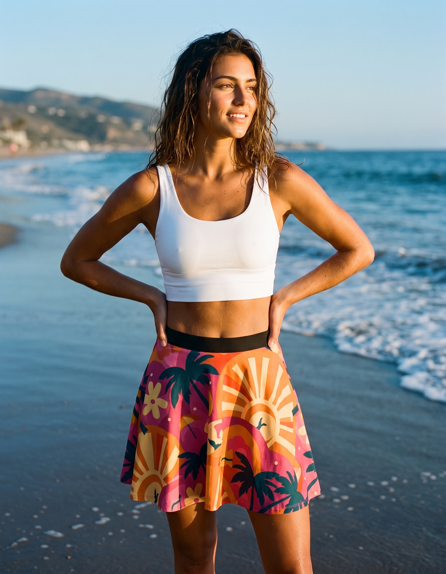 Swim/Gym Sports Bra + Beach Skirt