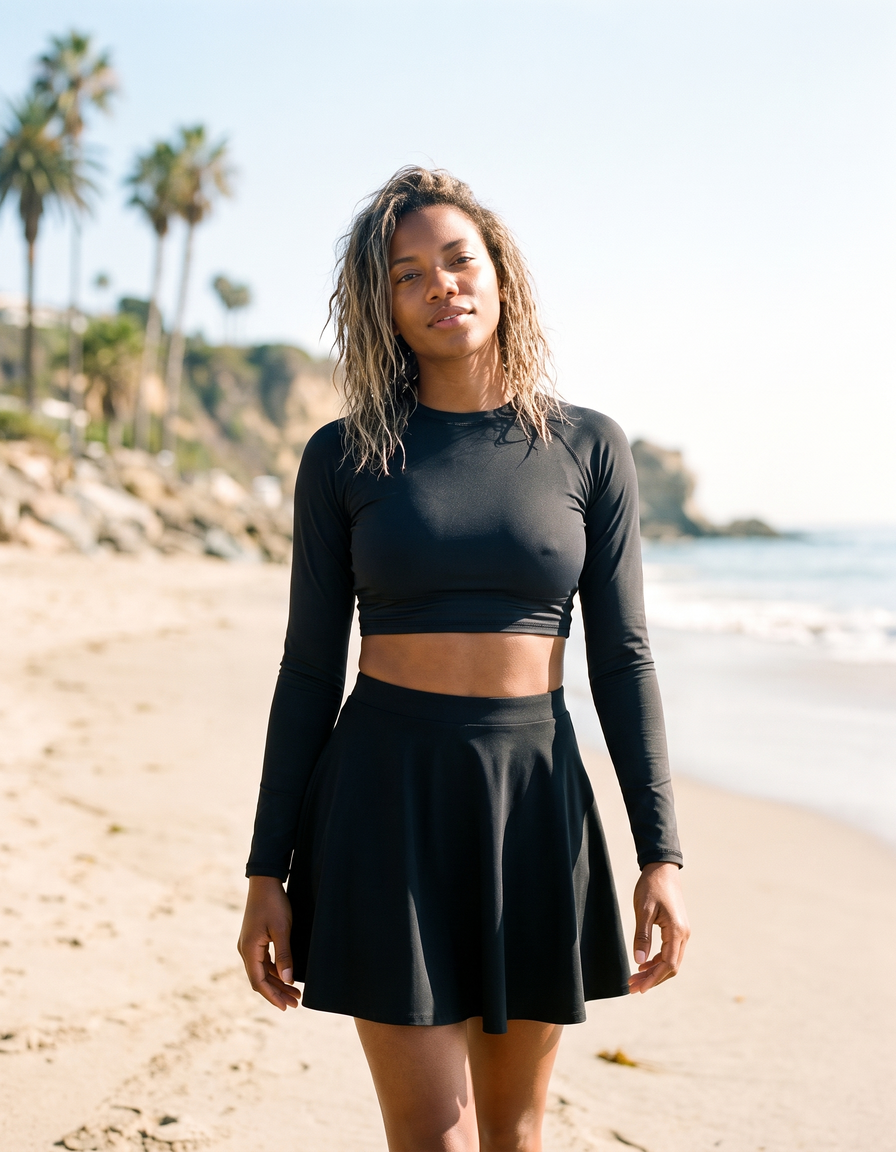 Crop Rashguard + Swim Skirt