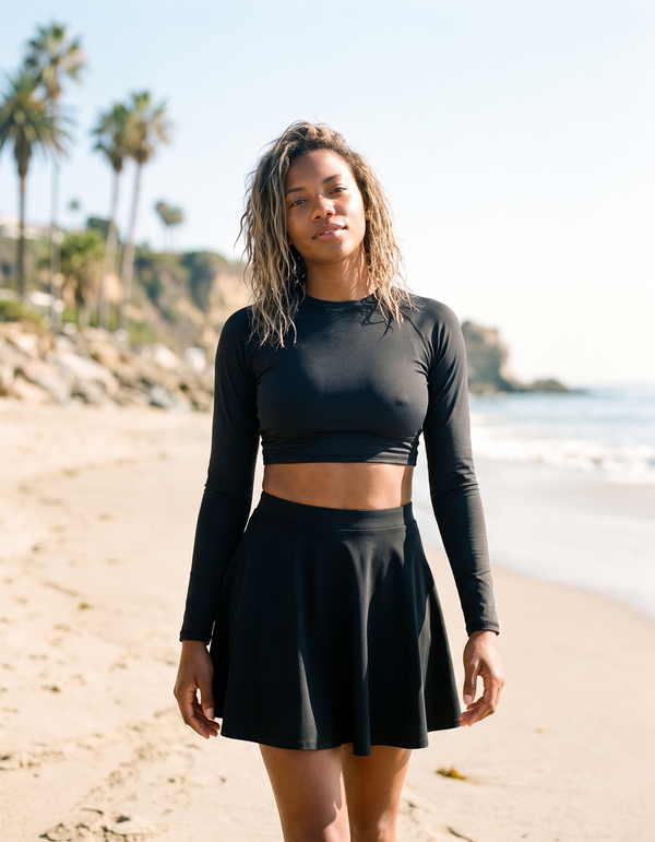 Crop Rashguard + Swim Skirt