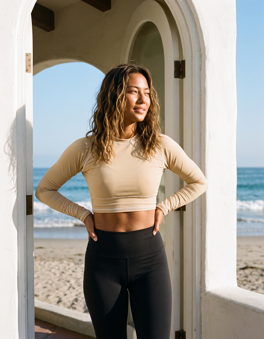 Crop Rashguard + Swim Capri Leggings