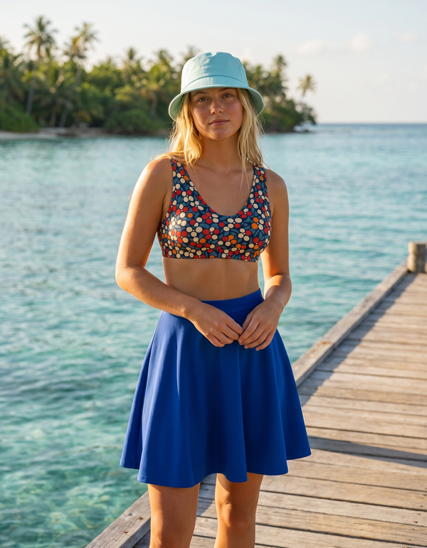 Bikini Top + Swim Skirt + Bucket Hat