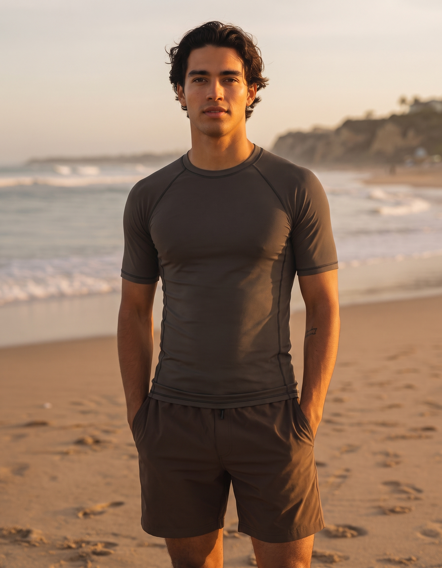 Short Sleeve Rashguard + Swim Trunks
