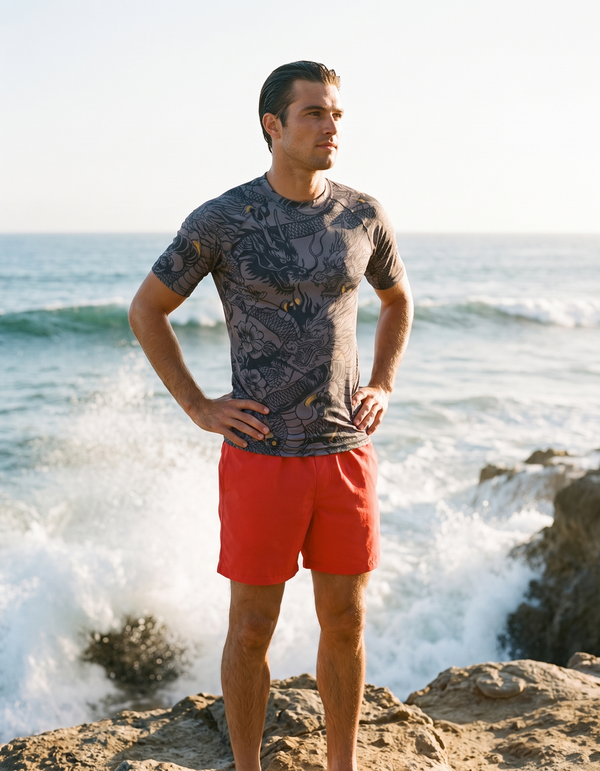 Short Sleeve Rashguard + Swim Trunks