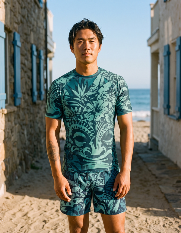 Short Sleeve Rashguard + Swim Trunks