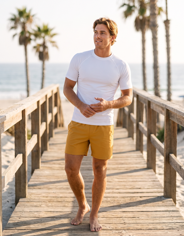 Short Sleeve Rashguard + Swim Trunks