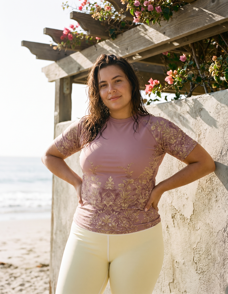 Short Sleeve Rashguard + Swim/Gym Plus Size Leggings — view 1 of 5