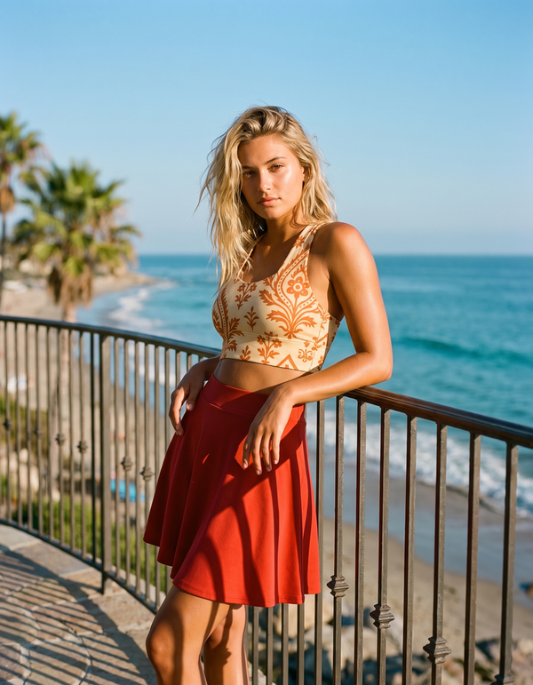 Swim/Gym Sports Bra + Beach Skirt