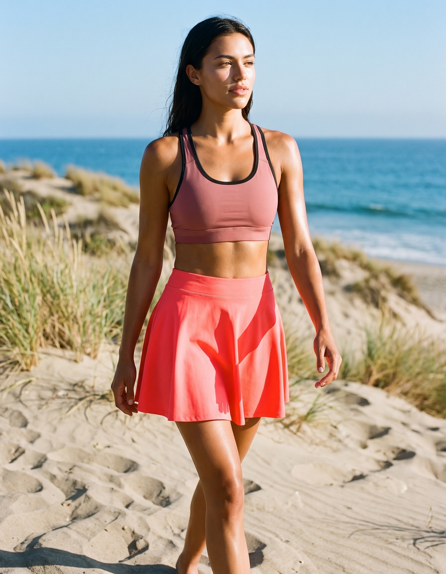 Swim/Gym Sports Bra + Beach Skirt