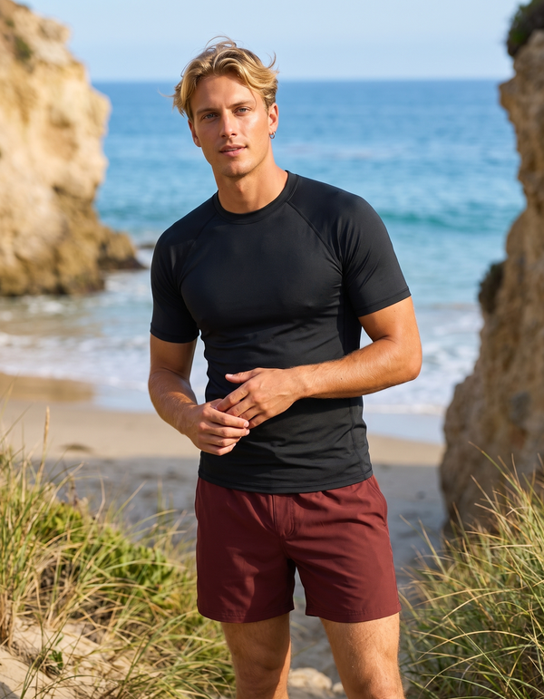Short Sleeve Rashguard + Swim Trunks