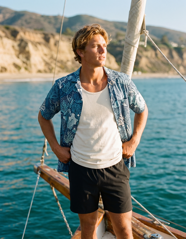 Hawaiian Shirts + Swim Trunks + Tank Top