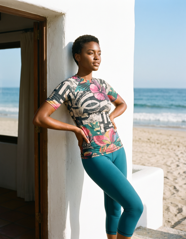 Short Sleeve Rashguard + Capri Leggings