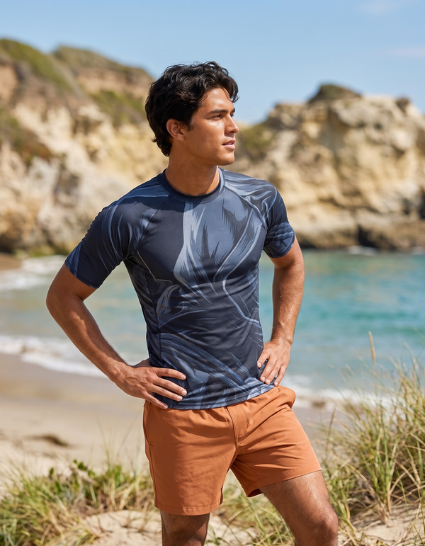 Short Sleeve Rashguard + Swim Trunks
