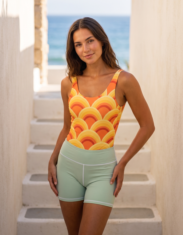 One-Piece + Swim/Gym Shorts