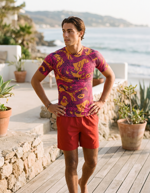 Short Sleeve Rashguard + Swim Trunks