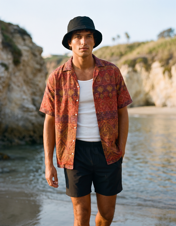 Hawaiian Shirts + Swim Trunks + Bucket Hat