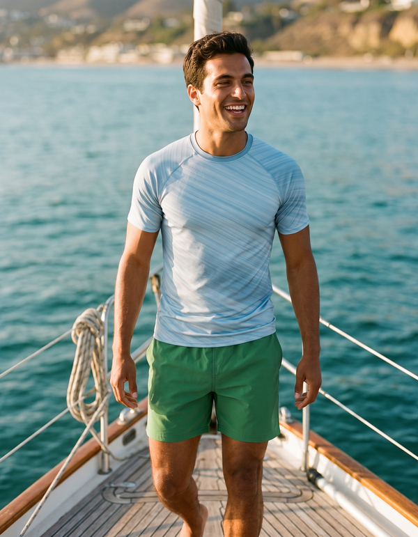 Short Sleeve Rashguard + Swim Trunks