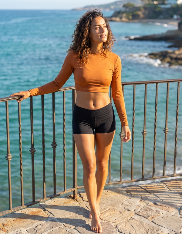 Crop Rashguard + Swim/Gym Shorts