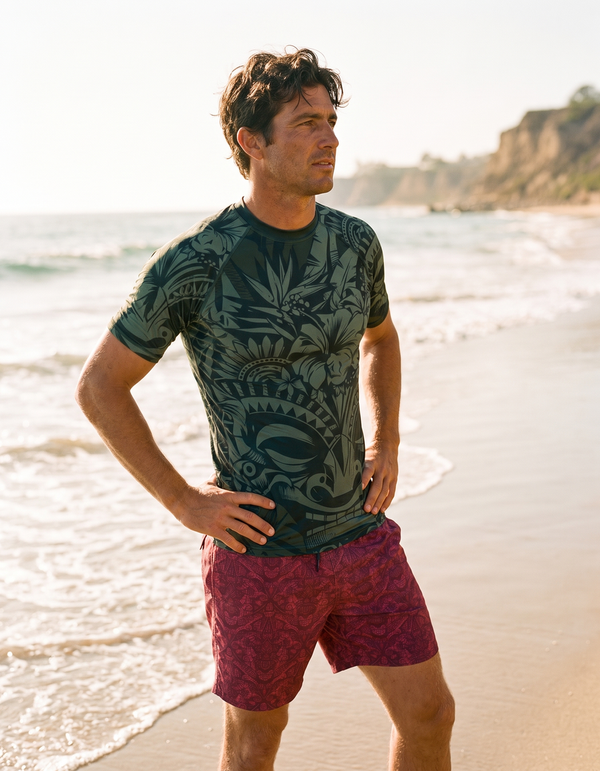 Swim Trunks + Short Sleeve Rashguard