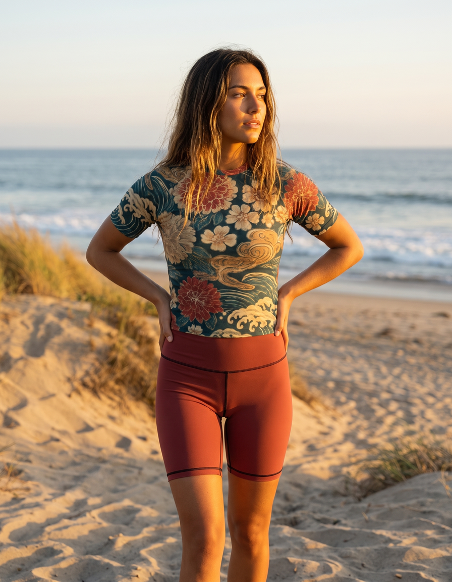 Short Sleeve Rashguard + Swim Biker Shorts