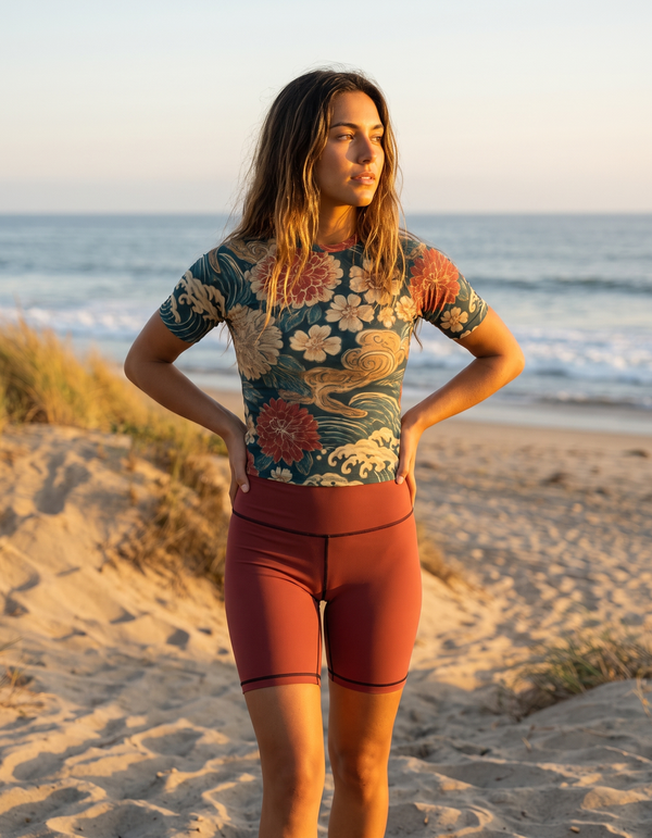 Short Sleeve Rashguard + Swim Biker Shorts