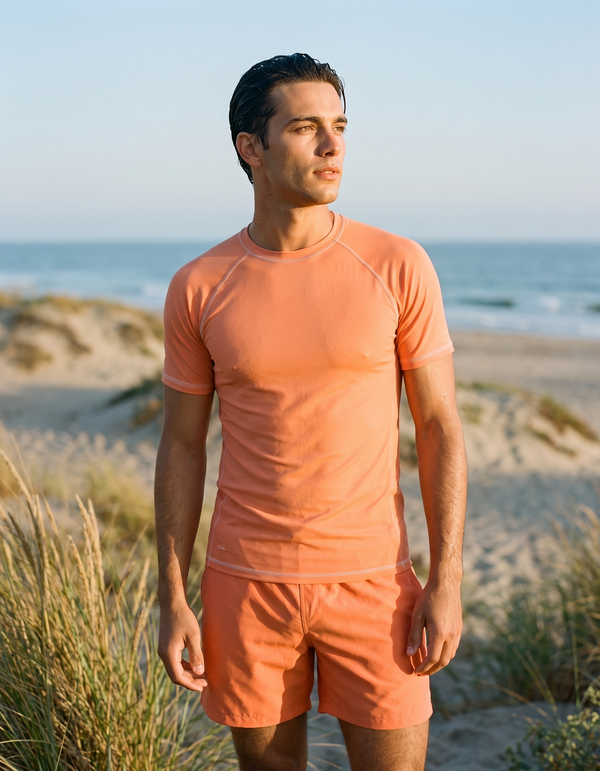 Short Sleeve Rashguard + Swim Trunks