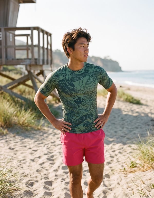 Short Sleeve Rashguard + Swim Trunks