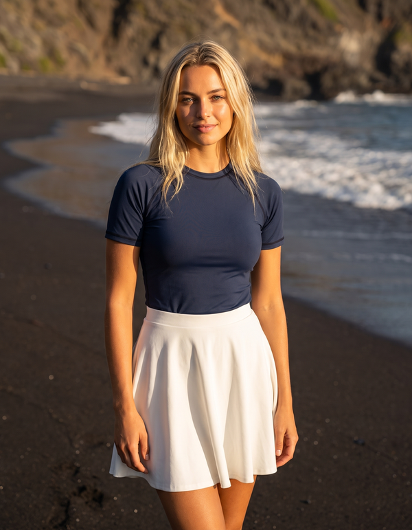 Short Sleeve Rashguard + Swim/Gym Beach Skirt