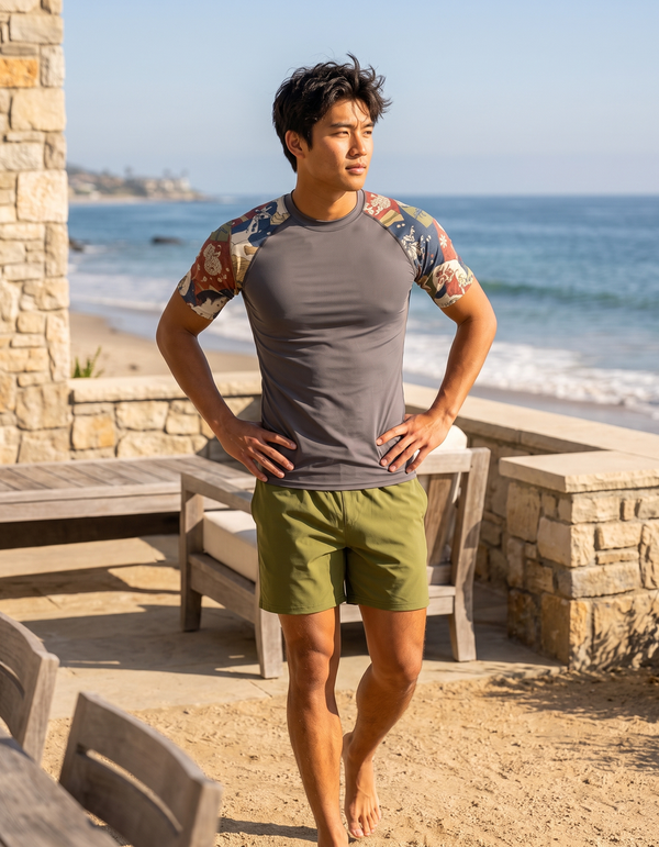 Short Sleeve Rashguard + Swim Trunks