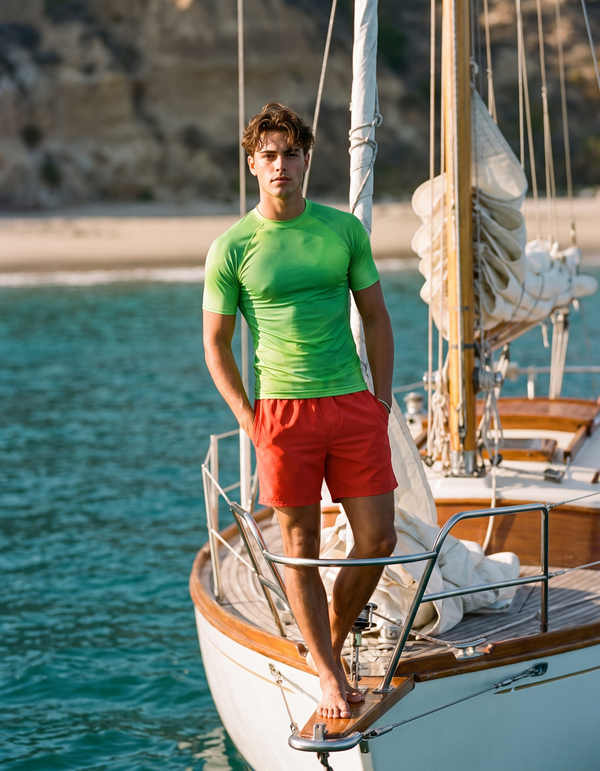 Short Sleeve Rashguard + Swim Trunks