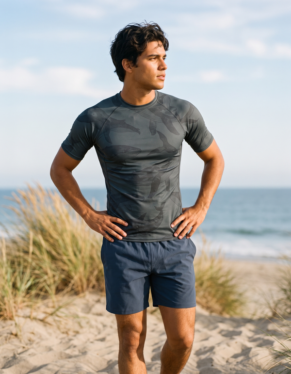 Short Sleeve Rashguard + Swim Trunks