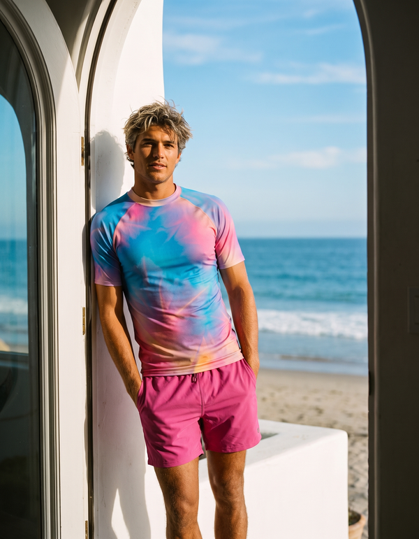 Short Sleeve Rashguard + Swim Trunks