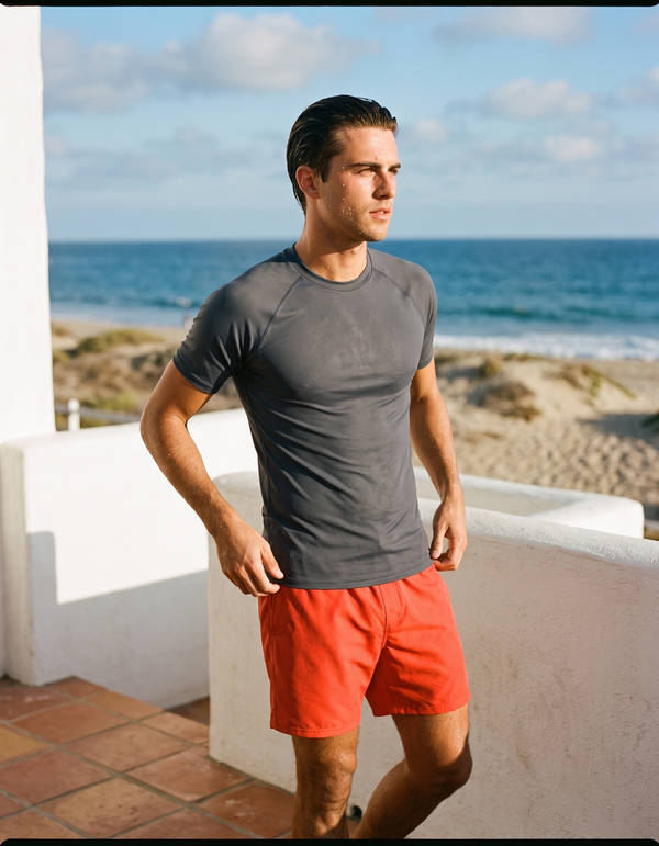 Short Sleeve Rashguard + Swim Trunks